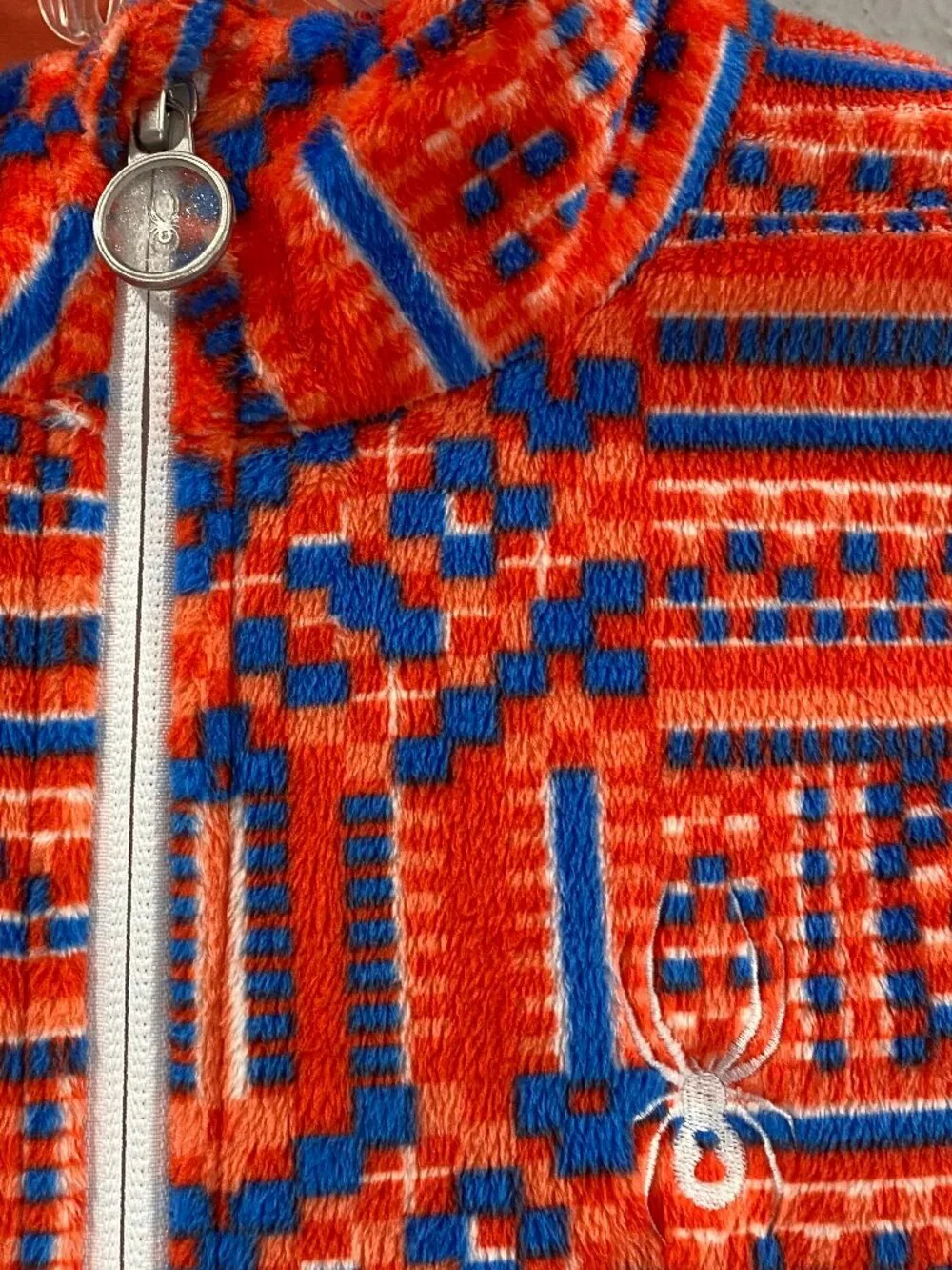 Spyder NWOT girl's size M 10/12 Celeste Fleece jacket in orange, blue, and white